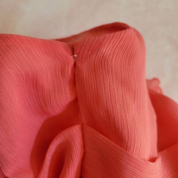 Bow Dream girls youth 14 chiffon diamond rhinestone dress coral peachy pink form - Picture 6 of 7